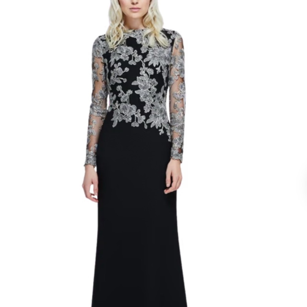 Tadashi Shoji Ishi Black GOWN with Lace